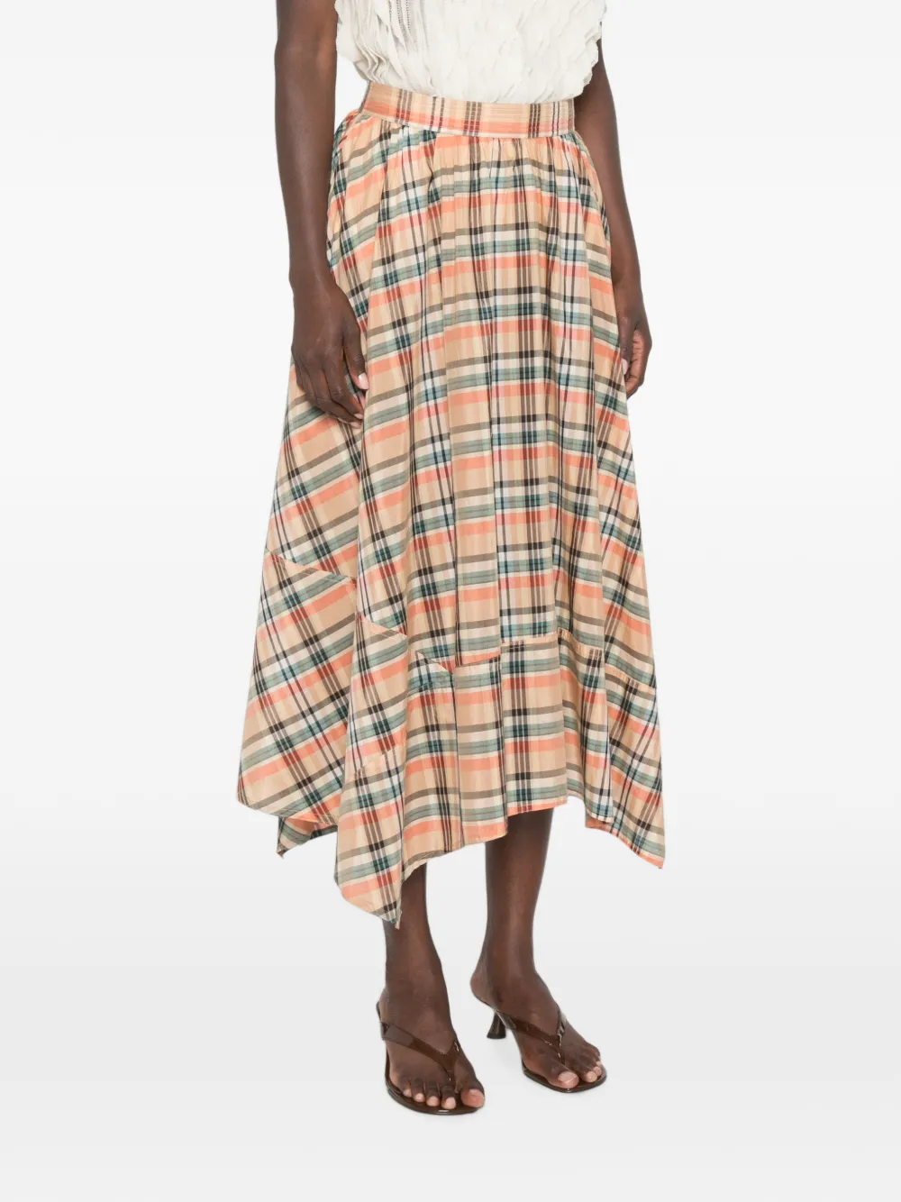 Ulla Johnson Annette geruite midi-rok Beige