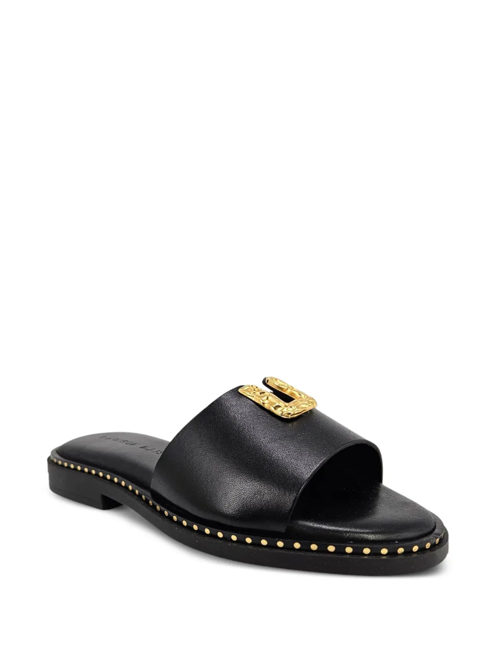 Madison.Maison hammered-hardware leather sandals Zwart