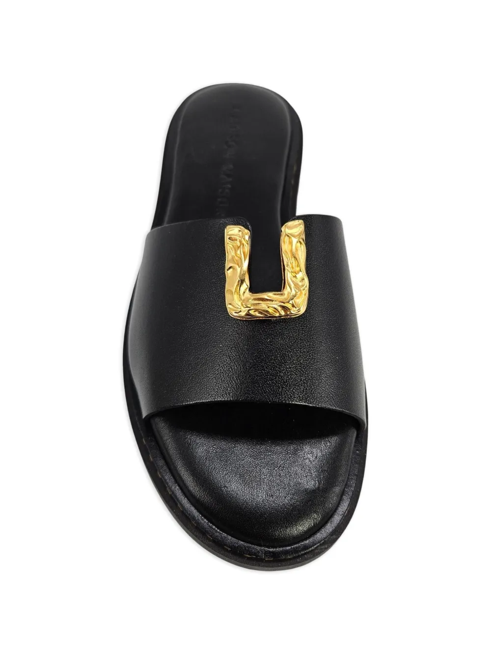 Madison.Maison hammered-hardware leather sandals Zwart