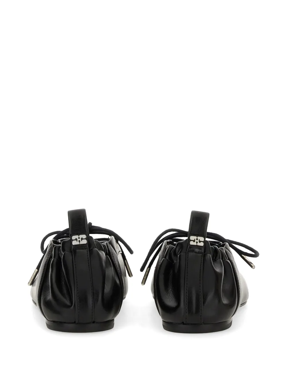 GANNI eyelet-embellished lace-up ballet flats Zwart