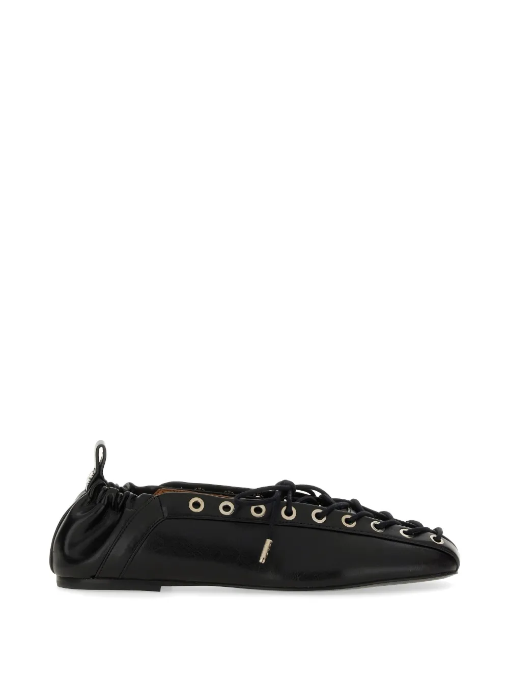 GANNI eyelet-embellished lace-up ballet flats - Nero