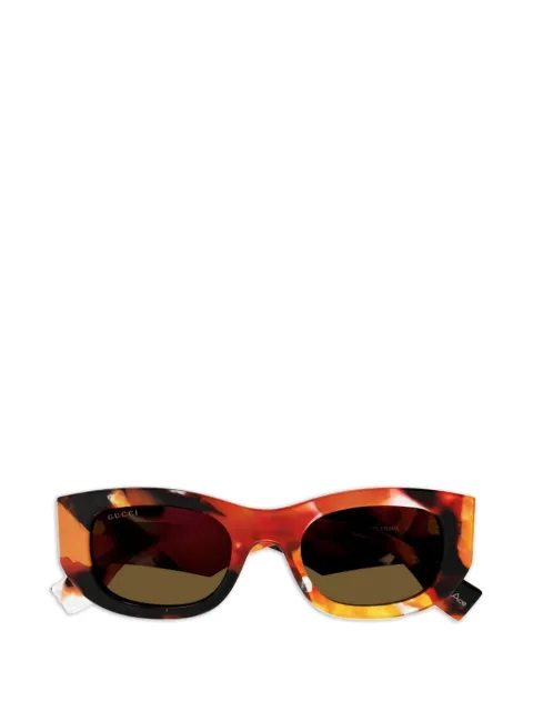 Gucci tortoiseshell-effect rectangle-frame sunglasses