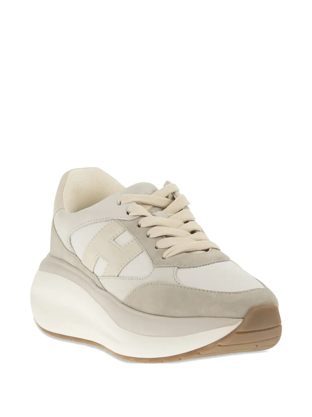 Hogan Maxi I Active lace-up suede sneakers Beige