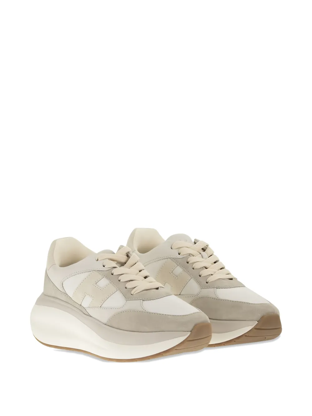 Hogan Maxi I Active lace-up suede sneakers Beige