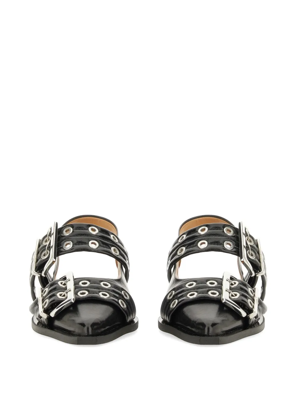 GANNI buckle-detail eyelet-embellished sandals Zwart