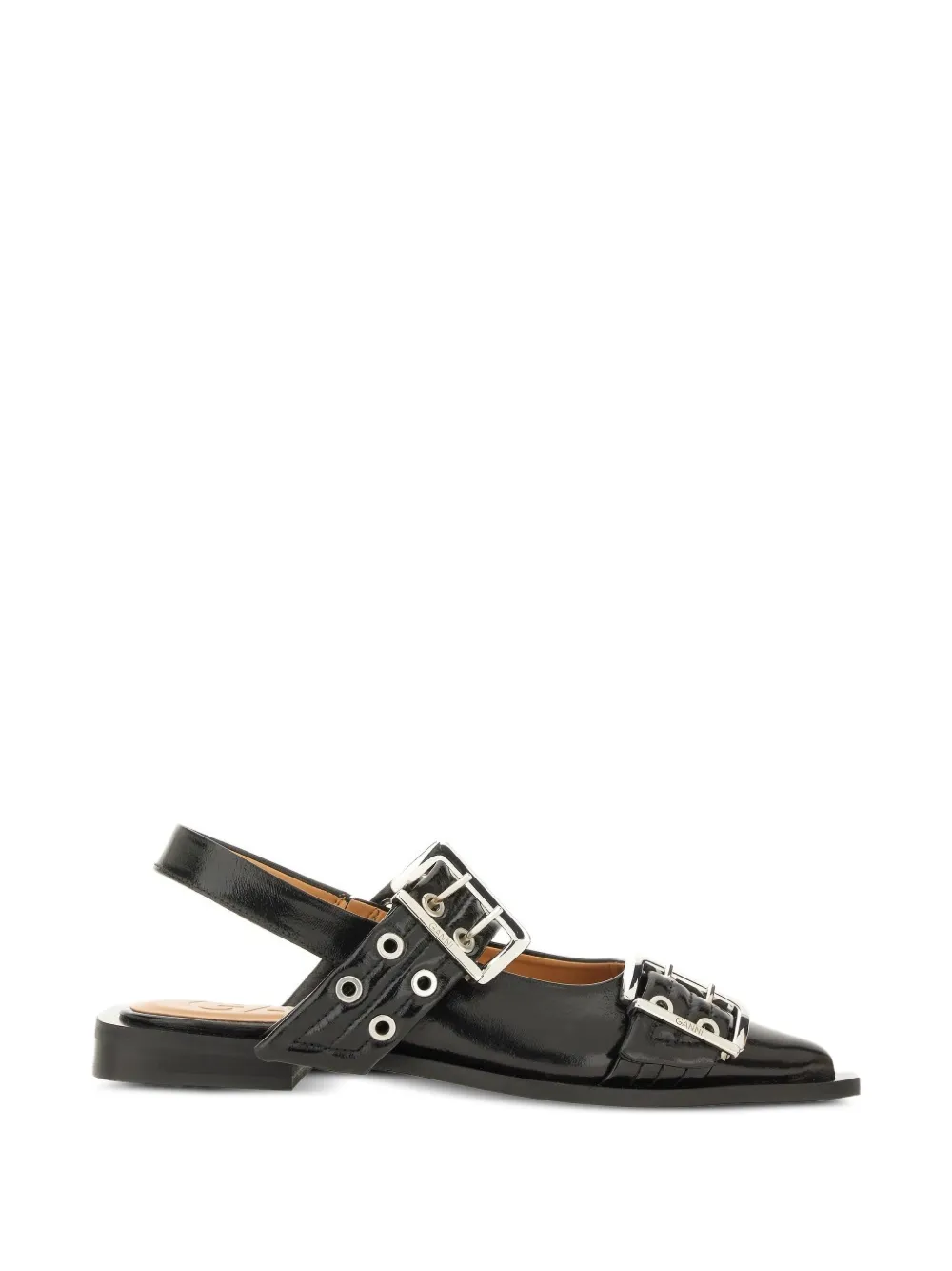 GANNI buckle-detail eyelet-embellished sandals - Black