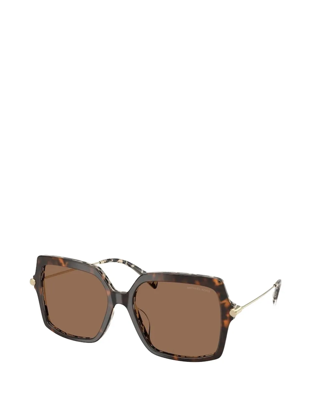 Michael Kors Quogue zonnebril met vierkant montuur en schildpadschild-montuur Bruin