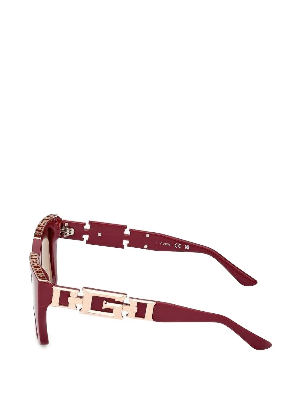 GUESS EYEWEAR Zonnebril met vierkant montuur en logoplakkaat Rood