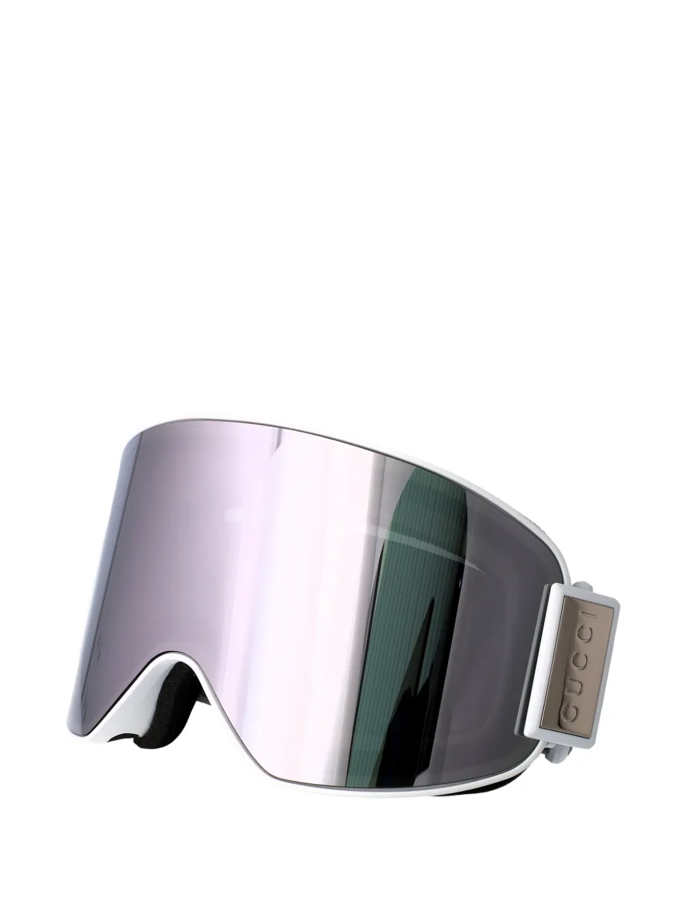 Gucci Eyewear logo-detail mirrored ski googles - Bianco