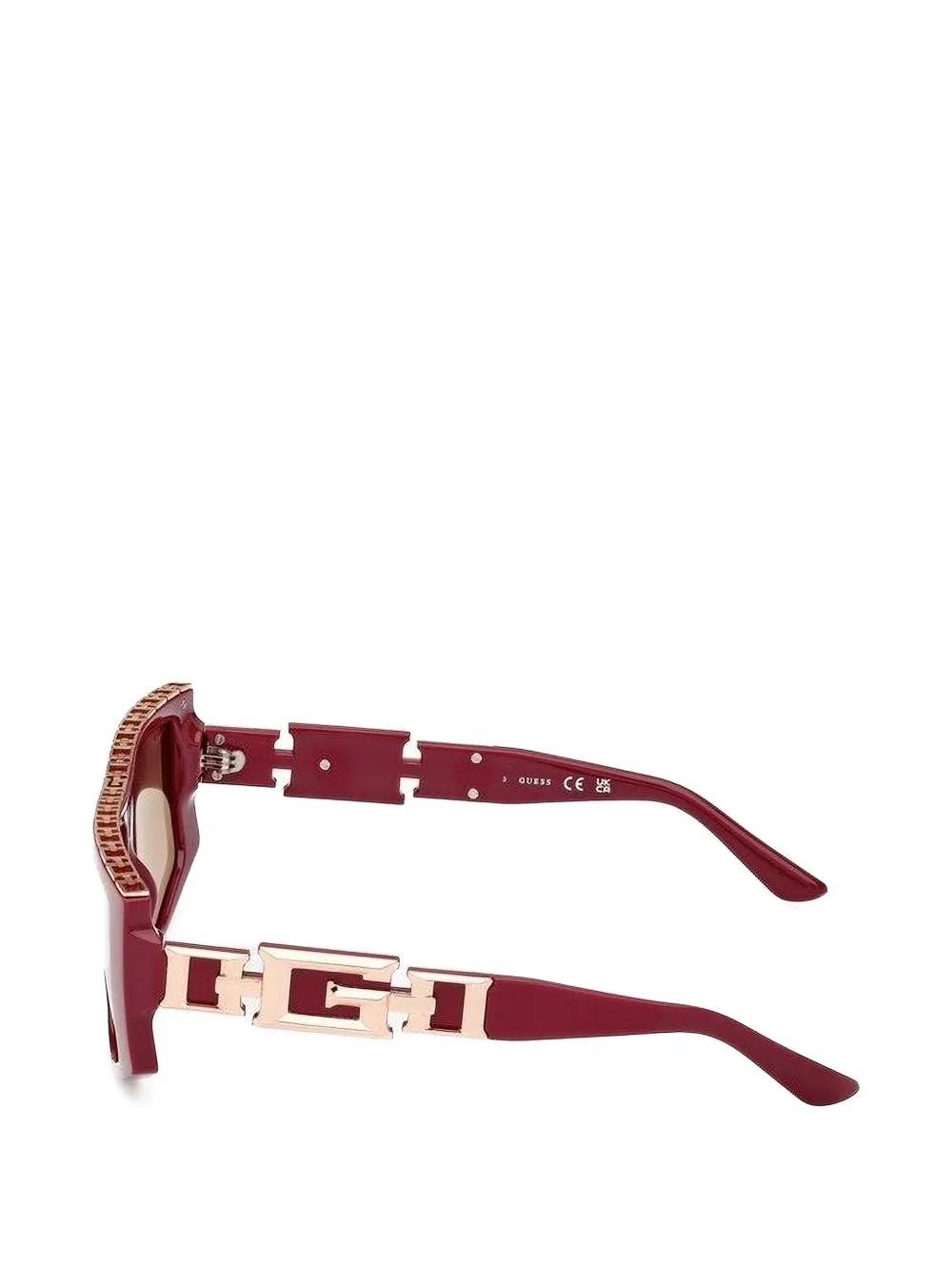 GUESS EYEWEAR Zonnebril met geometrisch montuur Rood