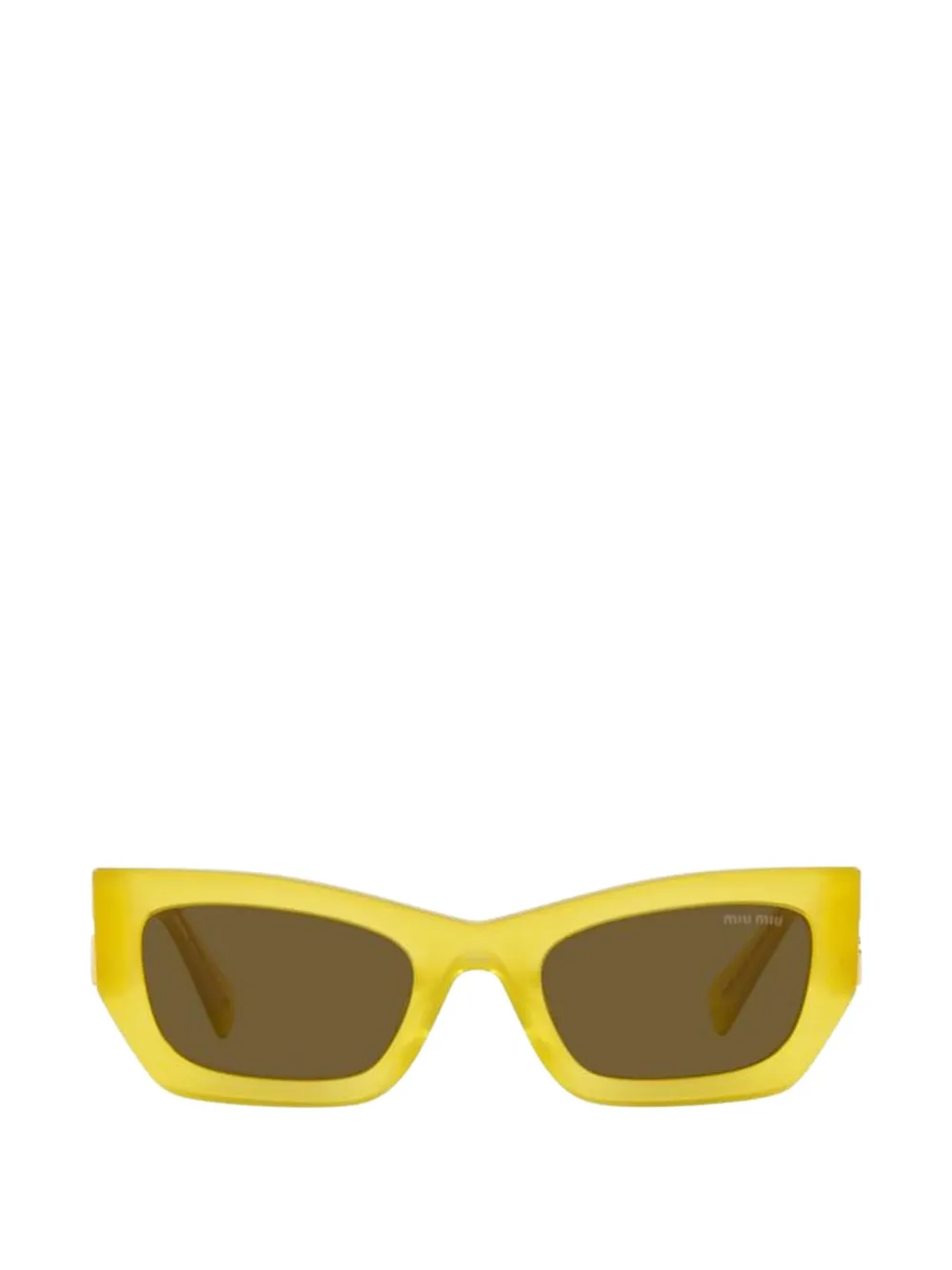 Miu Miu Logo-plaque Rectangle-frame Sunglasses In Yellow
