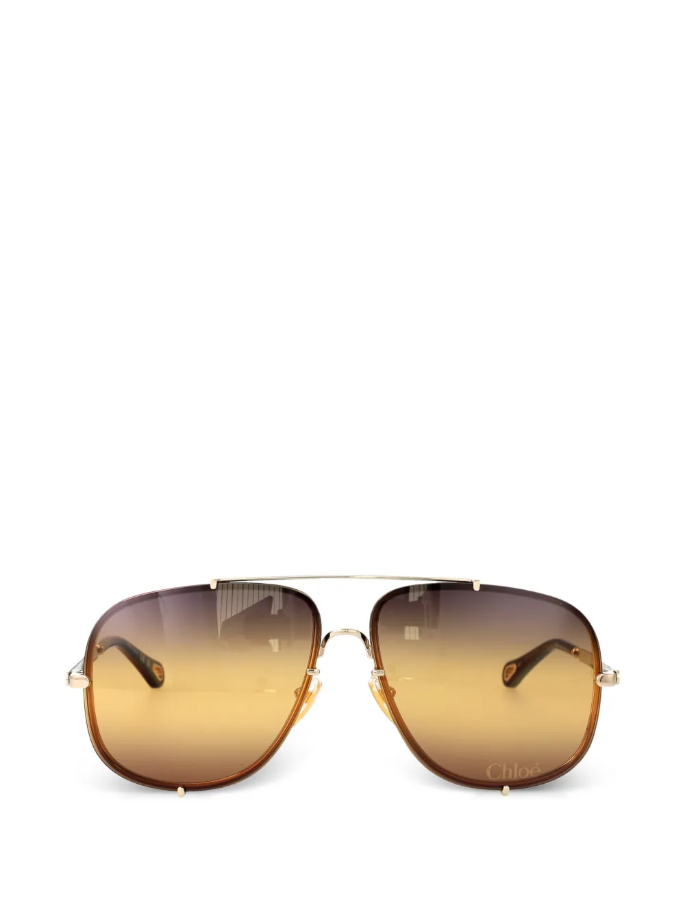 Chloé Eyewear Ivy double-bridge pilot-frame sunglasses - Gold