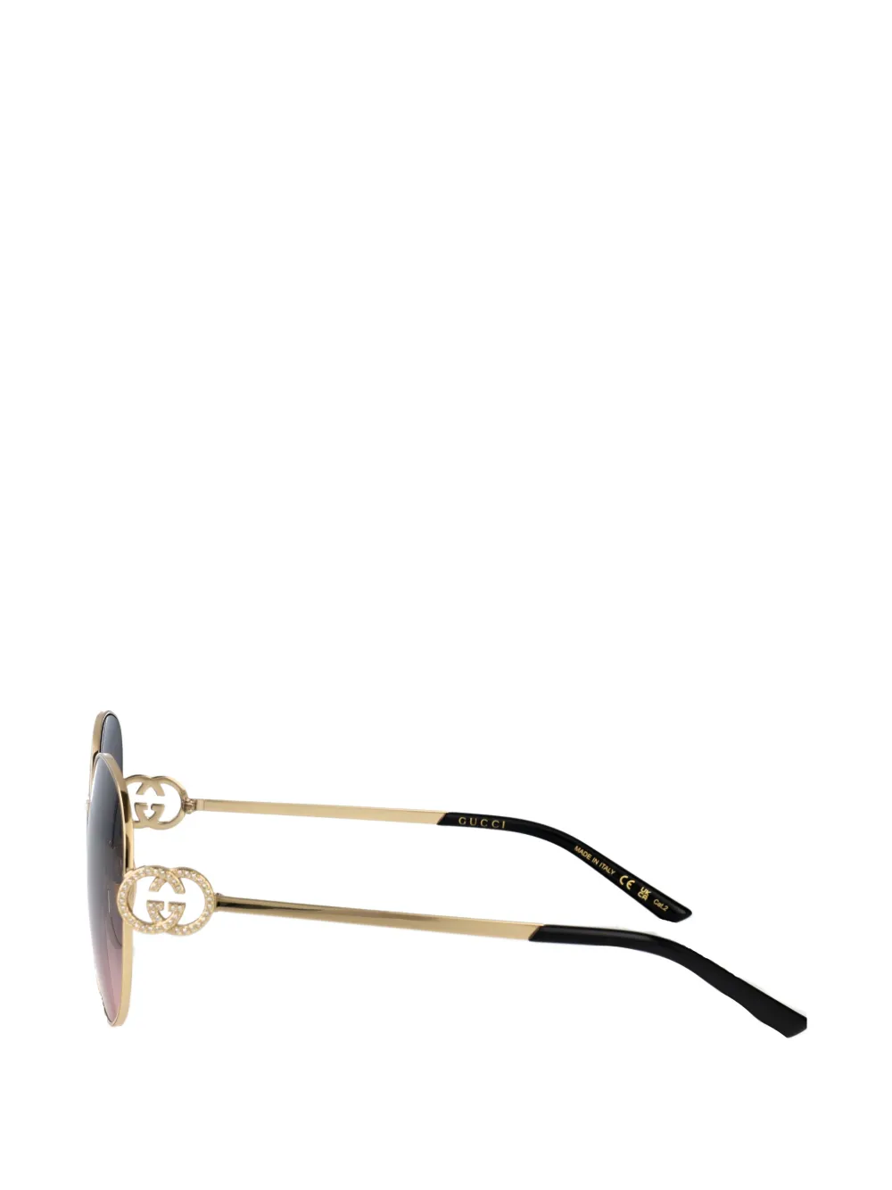 Gucci Eyewear Zonnebril met rond montuur Goud