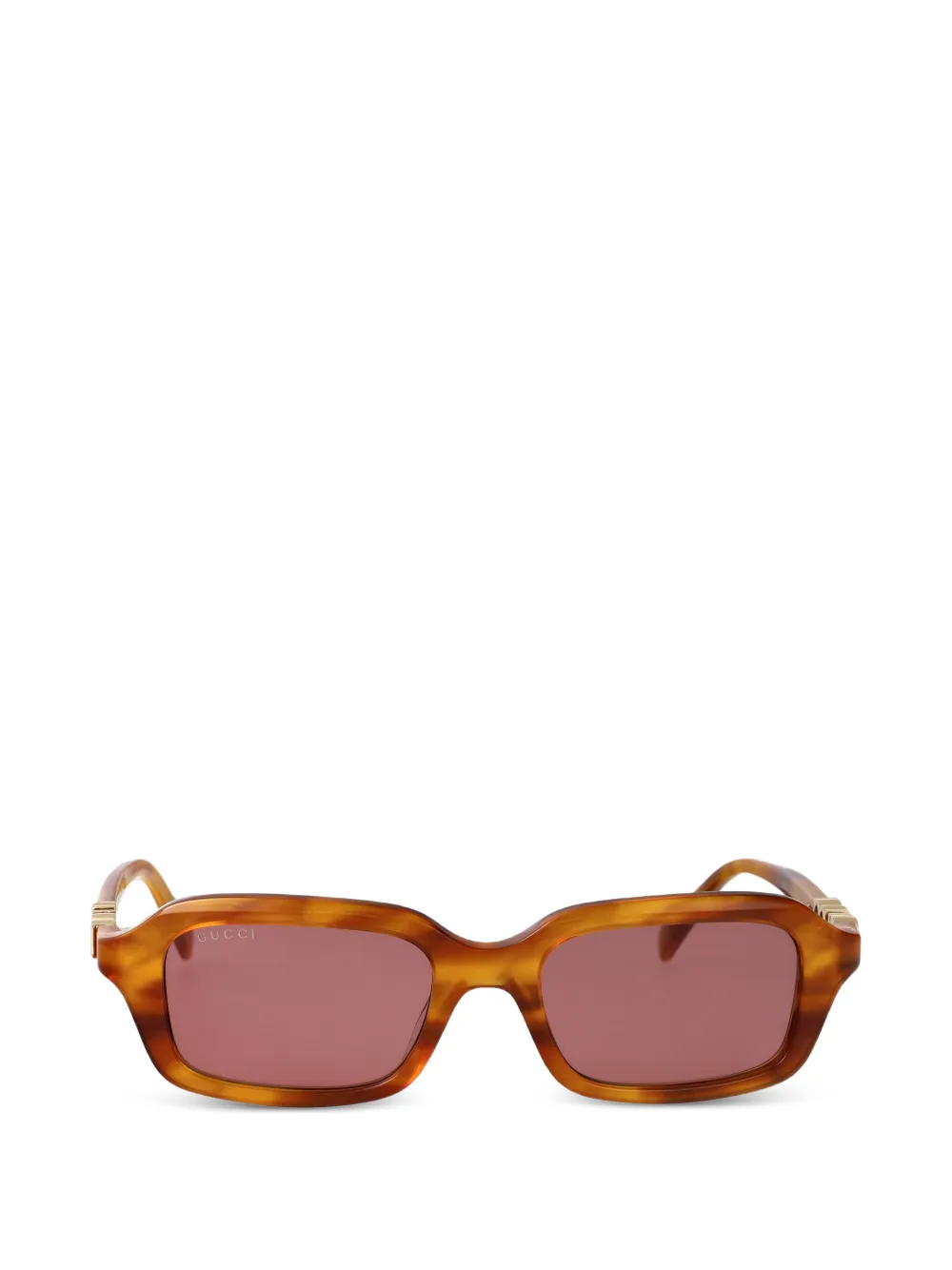 Gucci Eyewear logo-plaque rectangle-frame sunglasses - Marrone