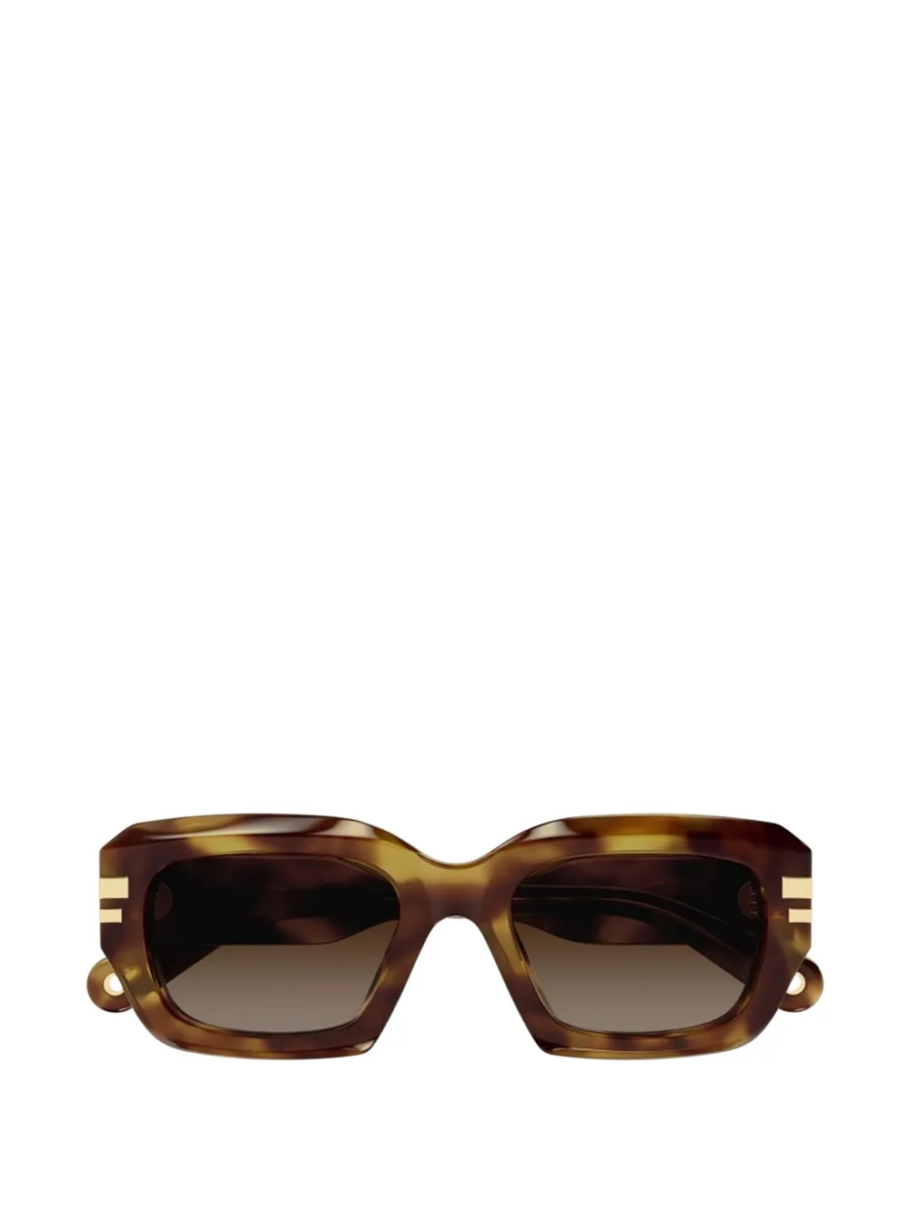 Chloé Eyewear tortoiseshell-effect rectangle-frame sunglasses - Marrone
