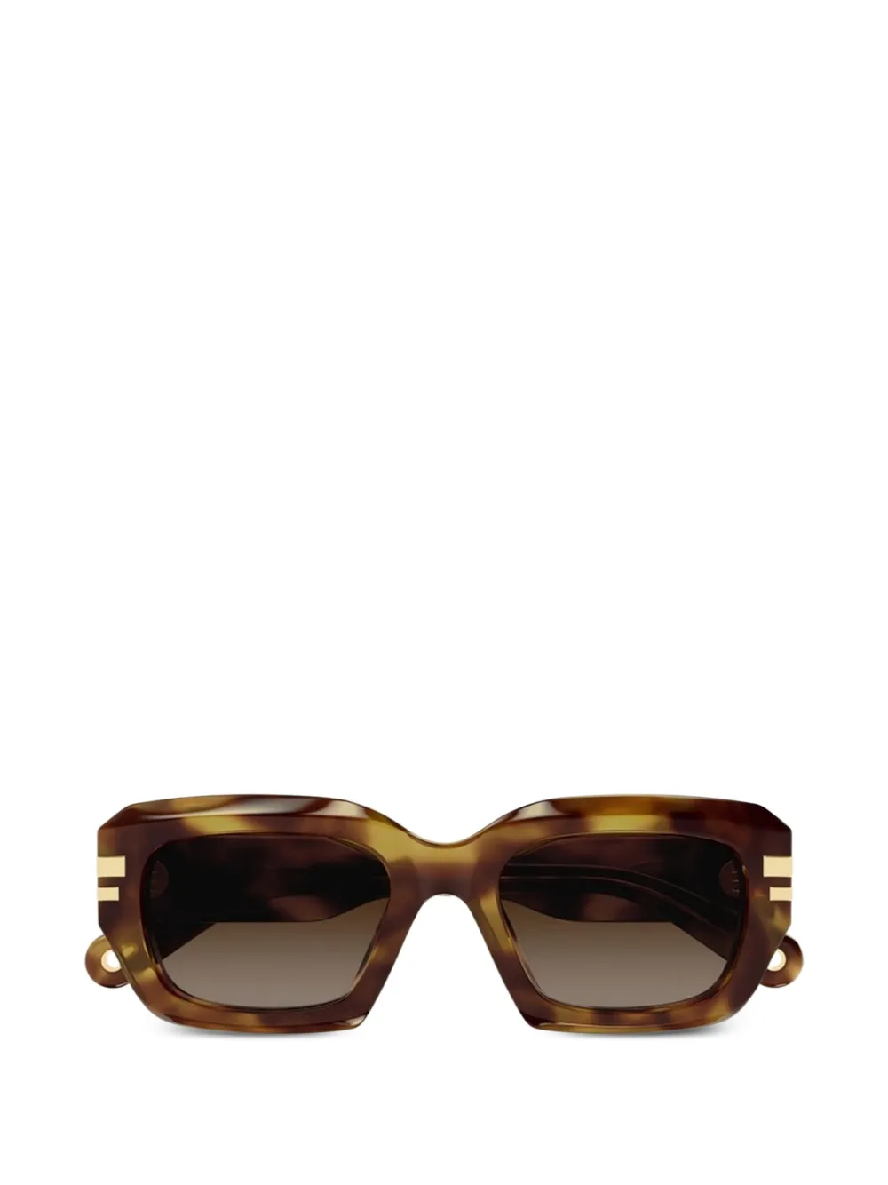 Chloé Eyewear tortoiseshell-effect rectangle-frame sunglasses - Marrone