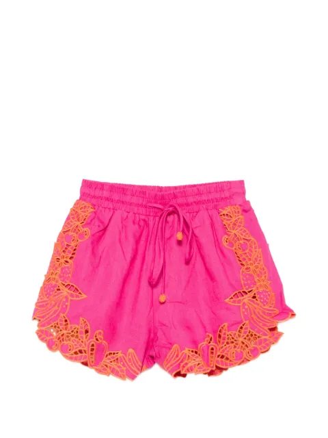 FARM Rio Fruit Beauty Richelieu embroidered scalloped-hem shorts