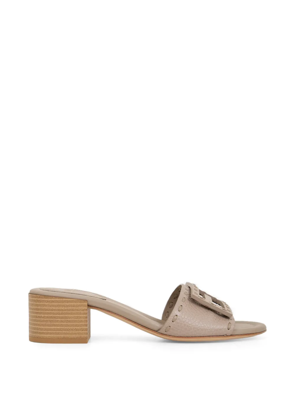 FENDI Baguette whipstitch-trim heeled sandals - Toni neutri