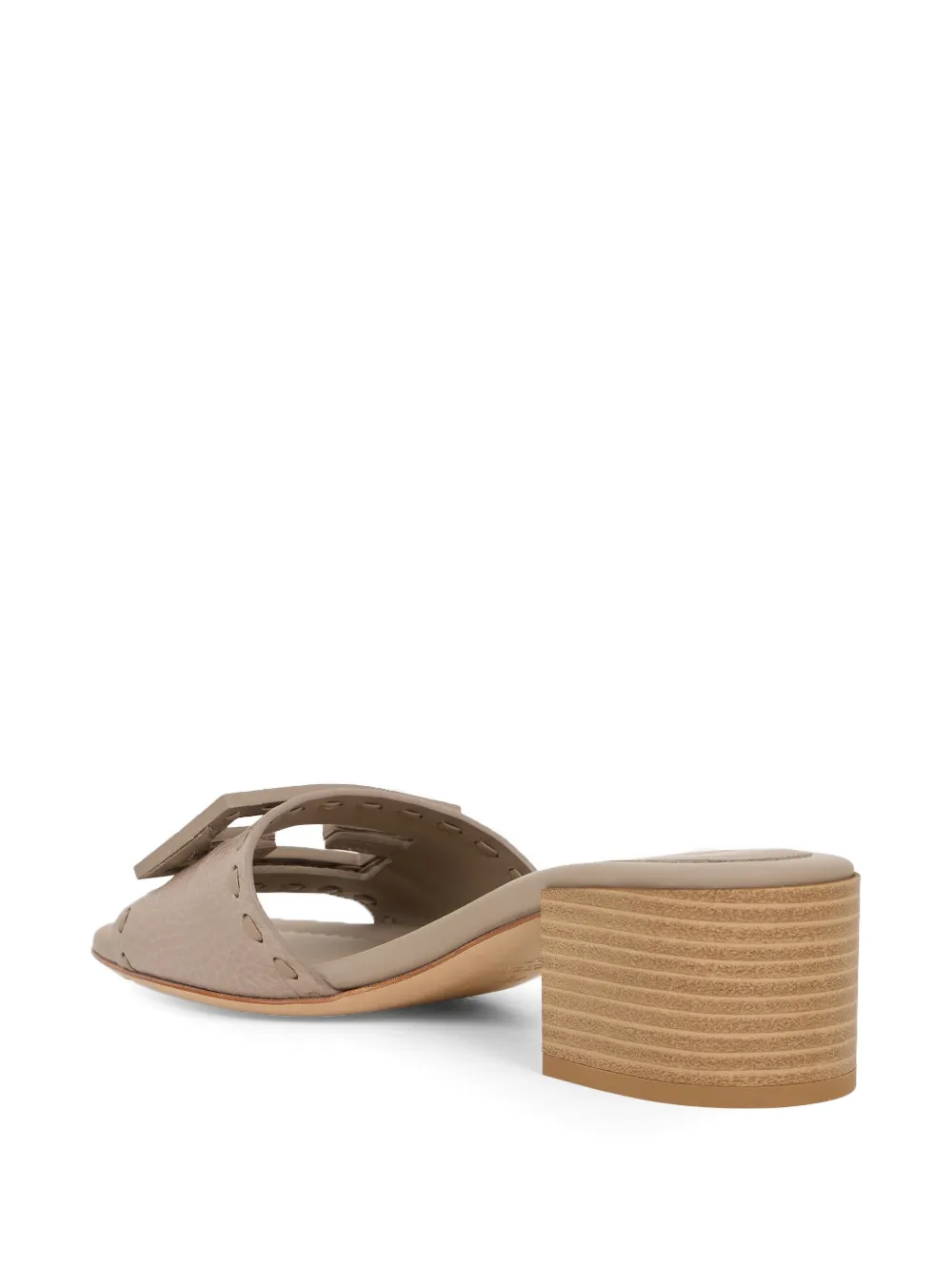 FENDI Baguette whipstitch-trim heeled sandals Beige
