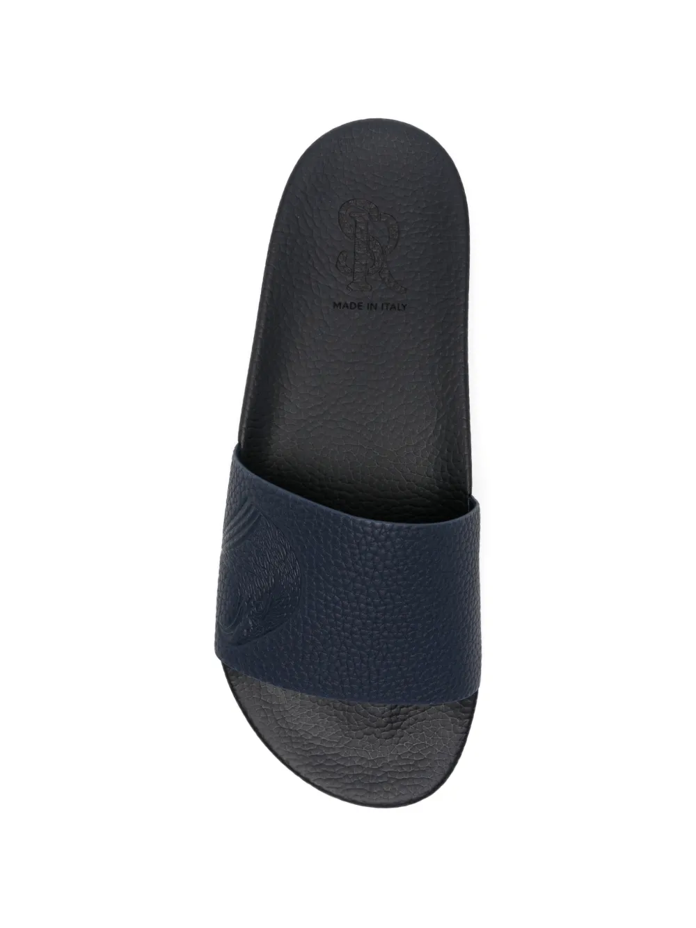 Stefano Ricci eagle-embossed leather slides Blauw