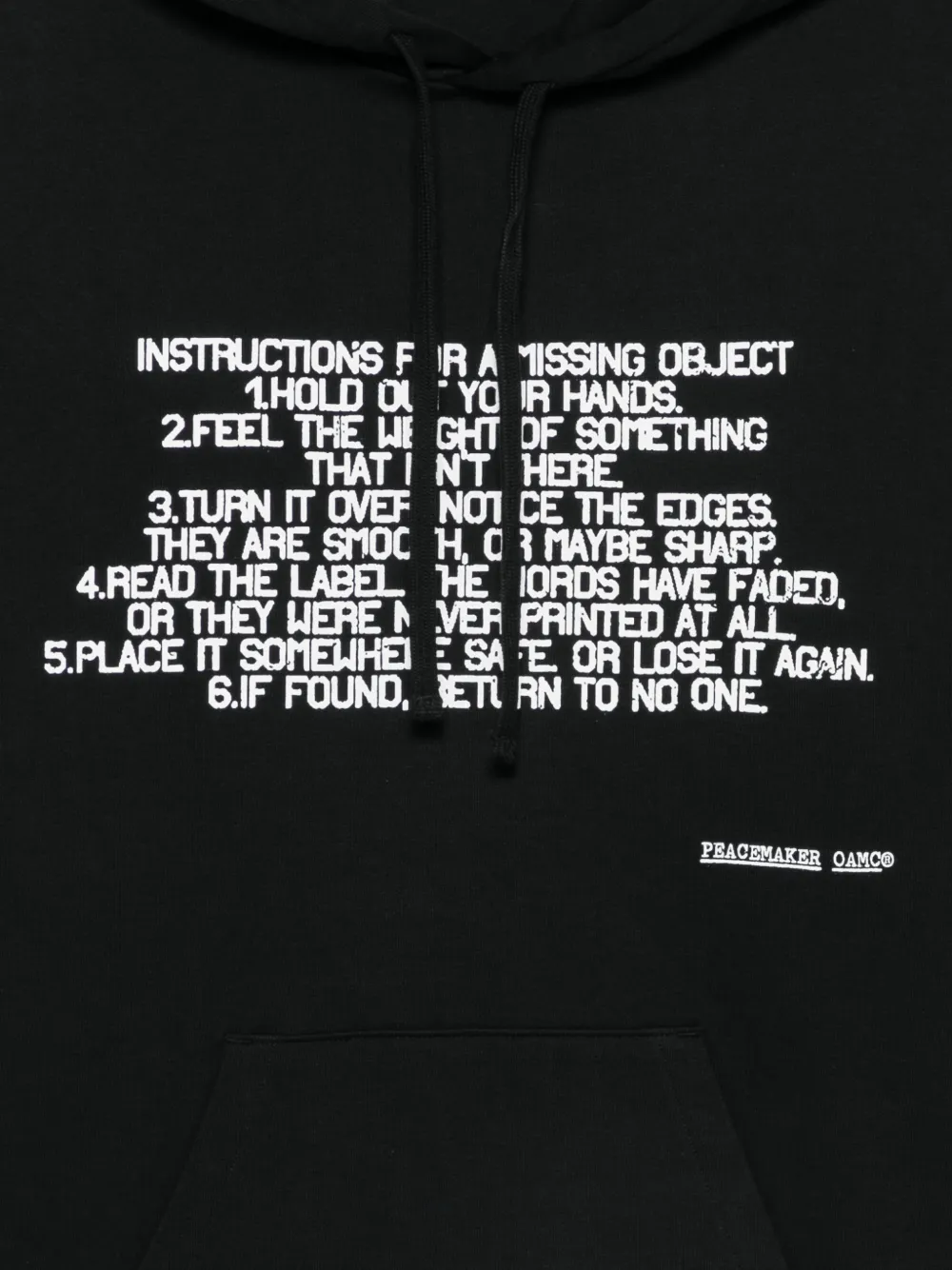 Peacemaker Oamc Hoodie met slogan-print Zwart