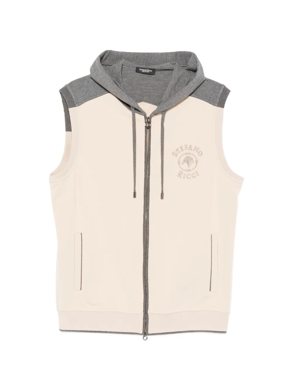 Stefano Ricci logo-embroidered zip-up hoodie - Toni neutri
