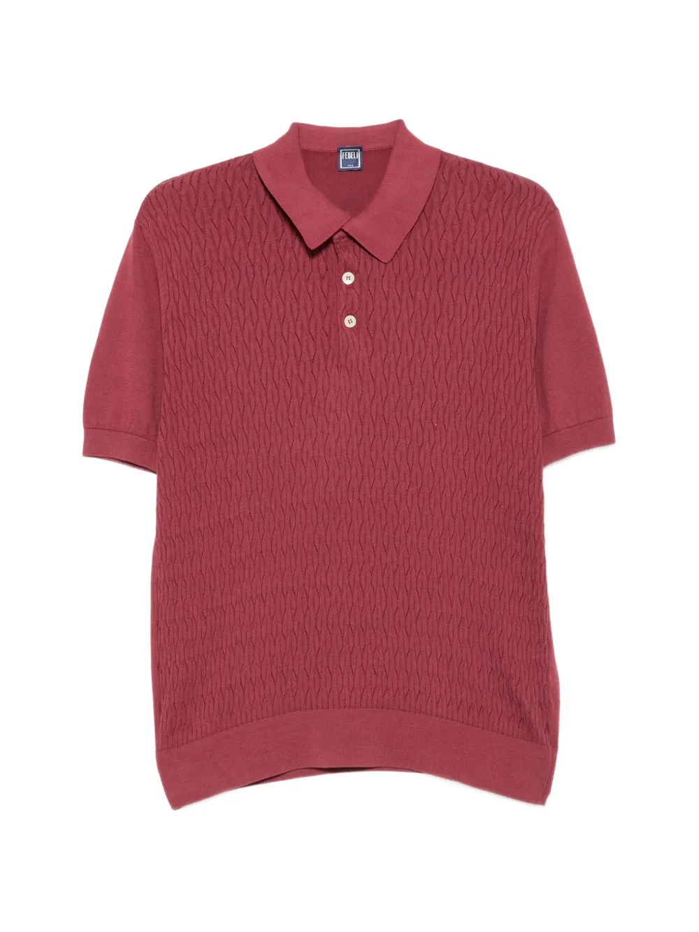 Fedeli textured-knit short-sleeve polo shirt - Rosso