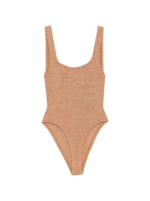Hunza G crinkle-effect square-neck swimsuit