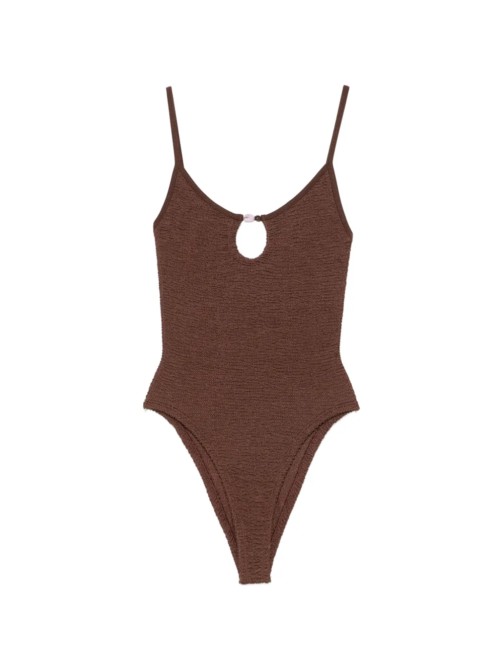 Hunza G bead-embellished cutout swimsuit - Marrone