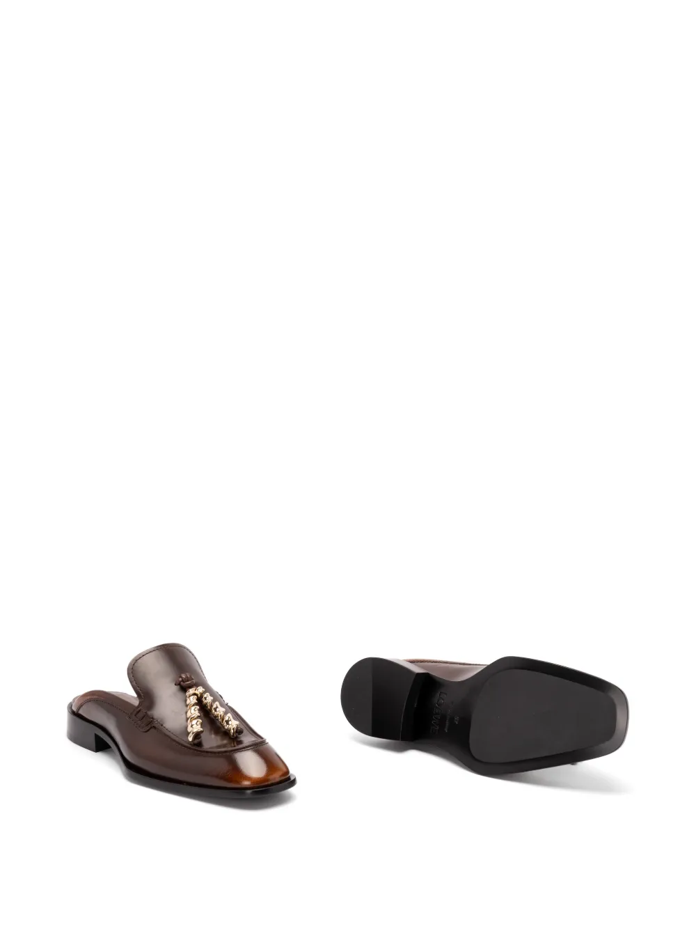 LOEWE chain-embellished leather mule loafers Bruin