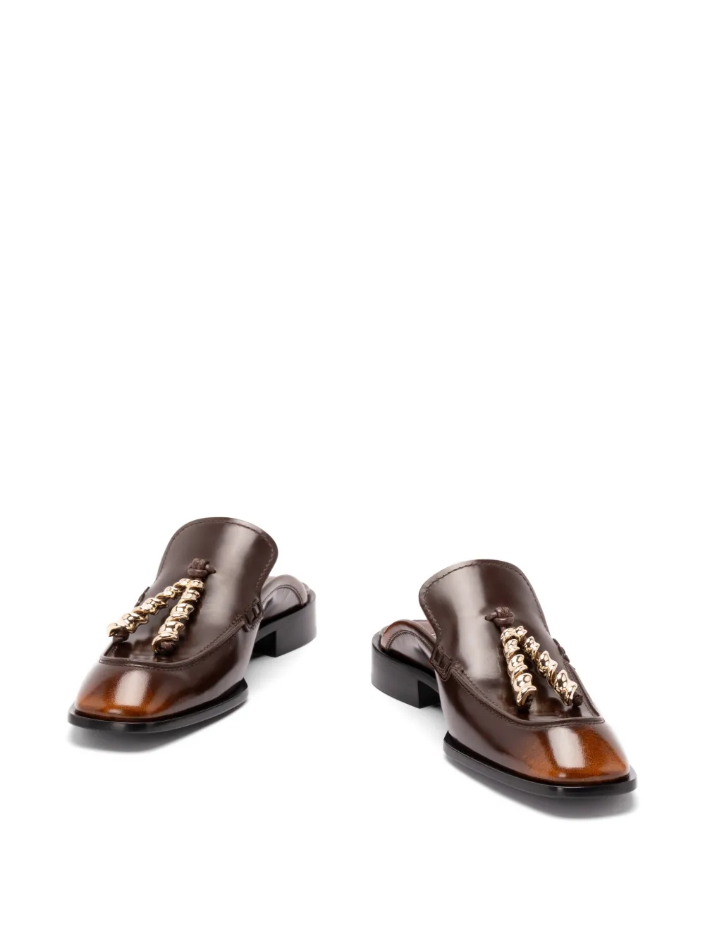 LOEWE chain-embellished leather mule loafers Bruin