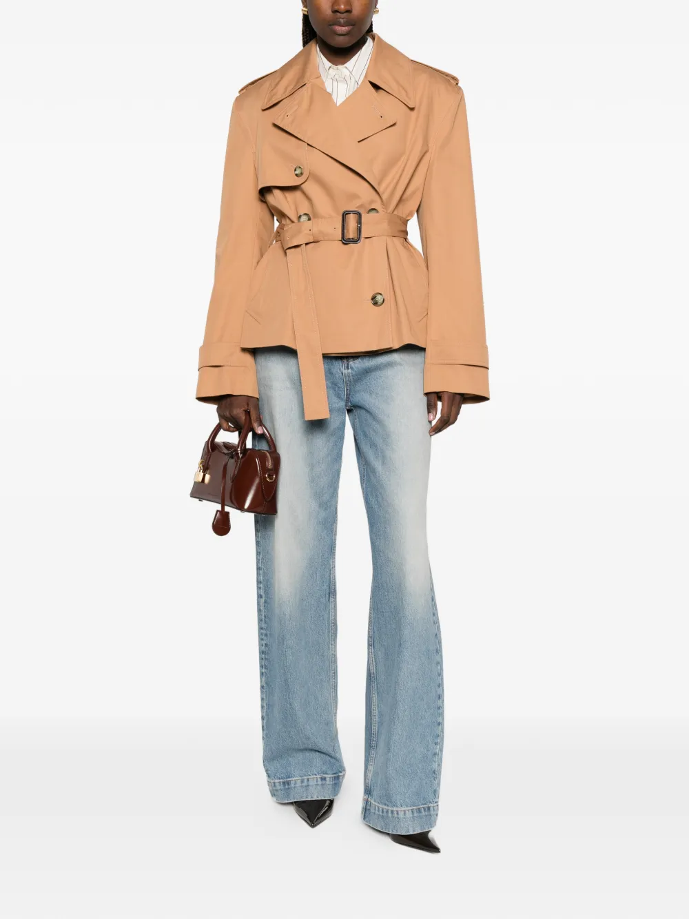Stella McCartney Jack met ceintuur en dubbele rij knopen Beige