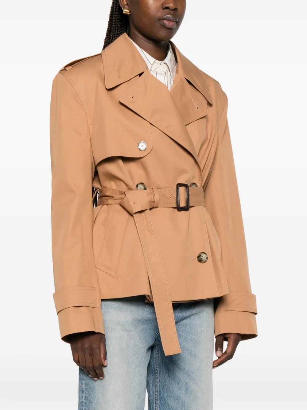 Stella McCartney Jack met ceintuur en dubbele rij knopen Beige