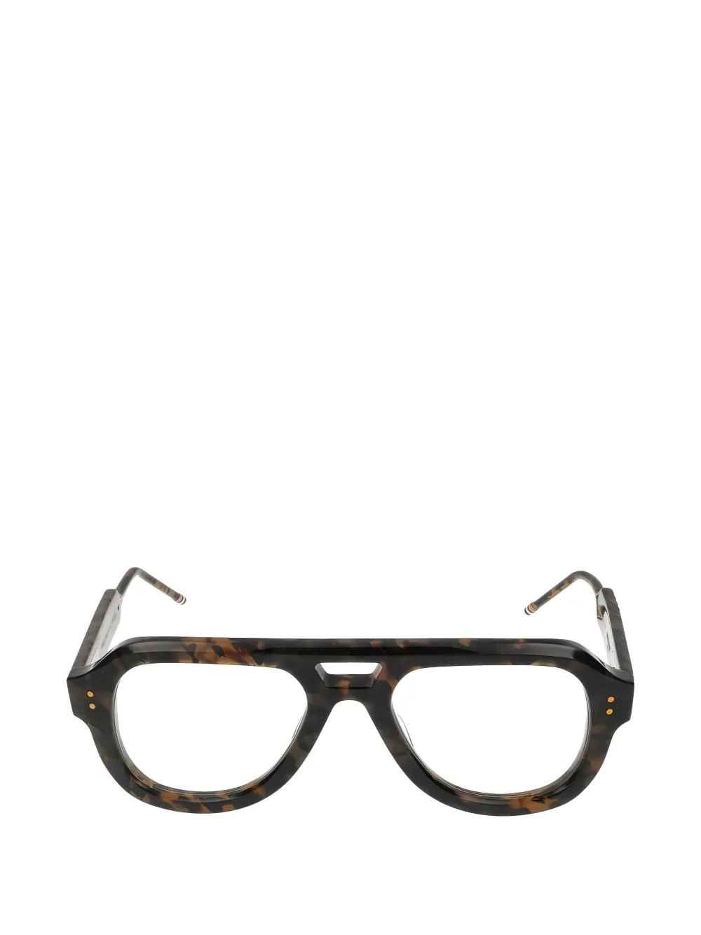 Thom Browne Eyewear tortoiseshell-effect pilot-frame glasses - Marrone