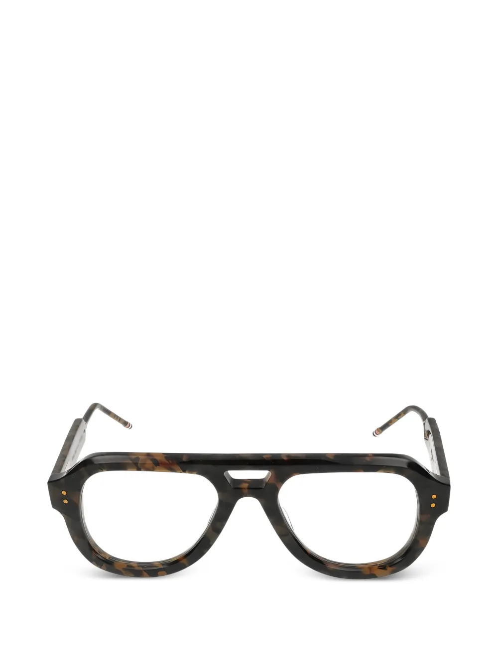 Thom Browne Eyewear tortoiseshell-effect pilot-frame glasses - Marrone