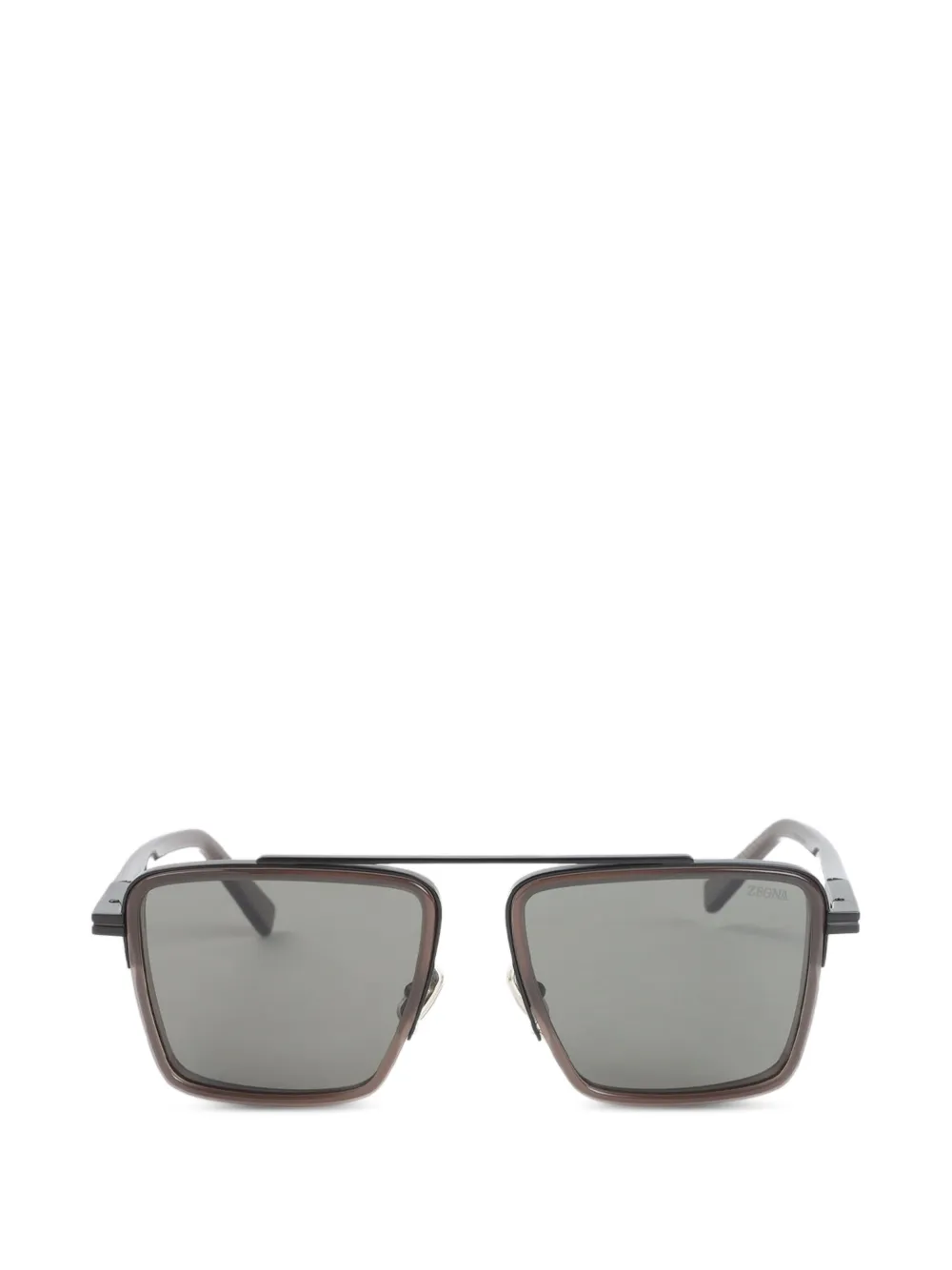 Zegna double-bridge square-frame sunglasses - Marrone