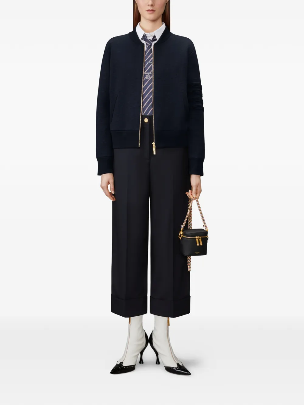 Thom Browne Ottoman Milano Stitch 4-Bar bomberjack Blauw