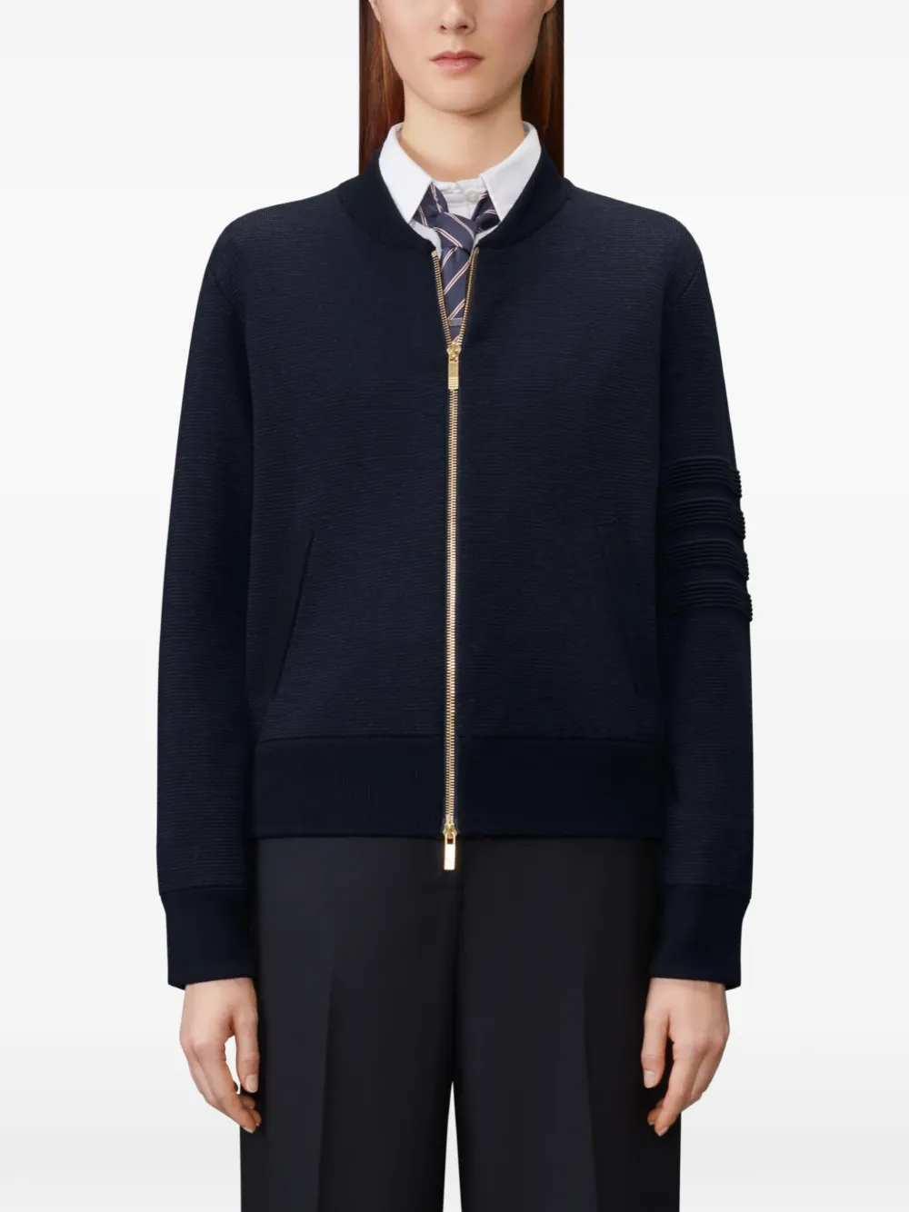 Thom Browne Ottoman Milano Stitch 4-Bar bomberjack Blauw