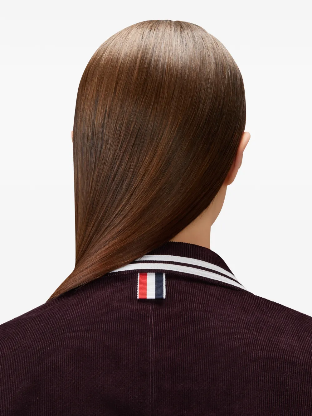 Thom Browne Ribfluwelen jas met streep-afwerking Rood
