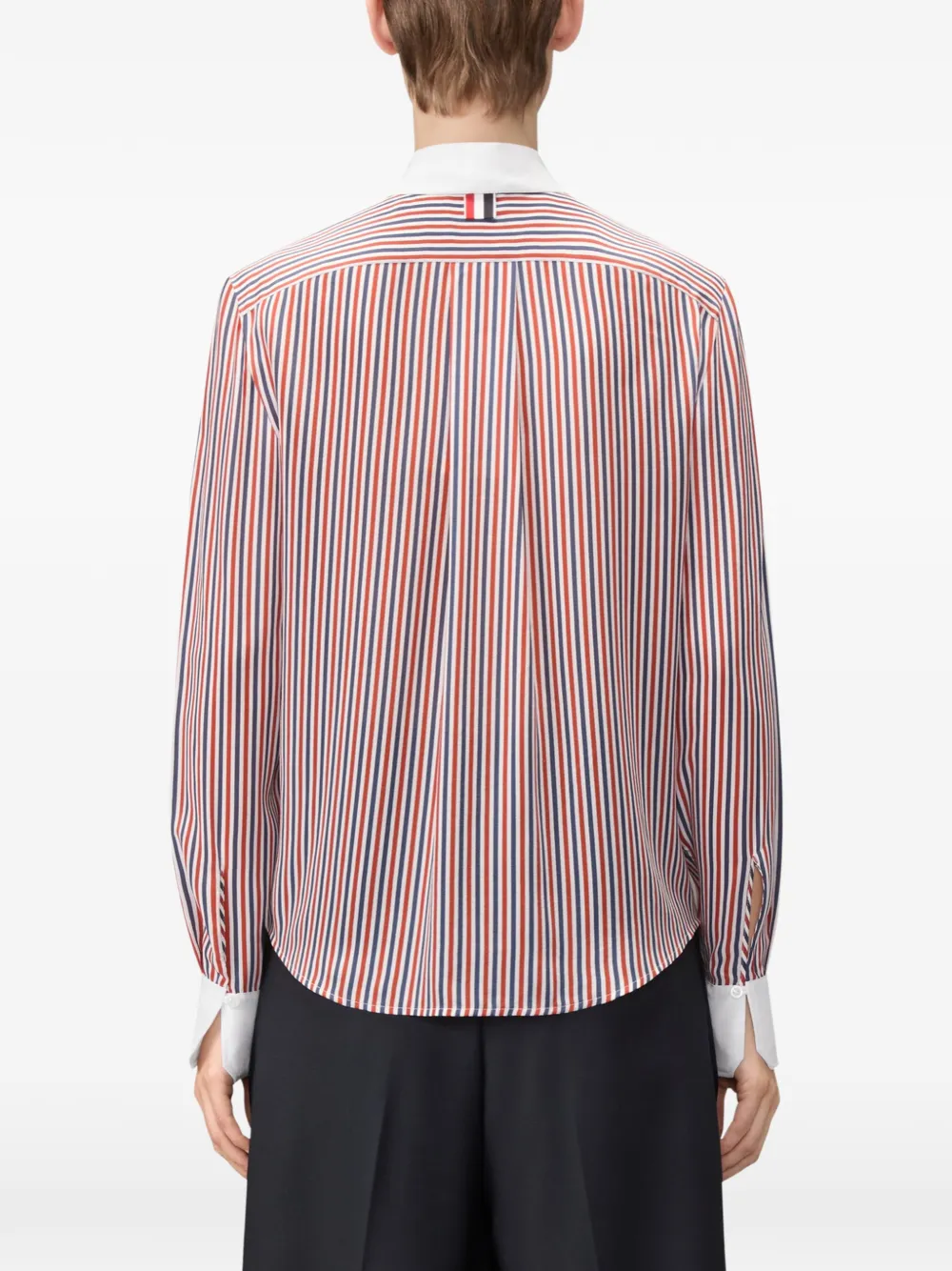 Thom Browne Gestreepte blouse met afneembare kraag Rood