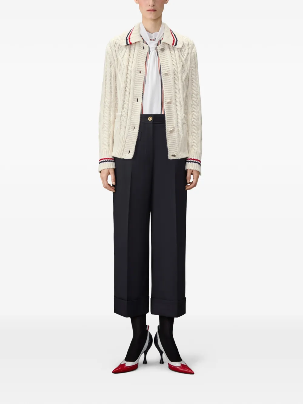 Thom Browne Gestreepte blouse met afneembare kraag Rood