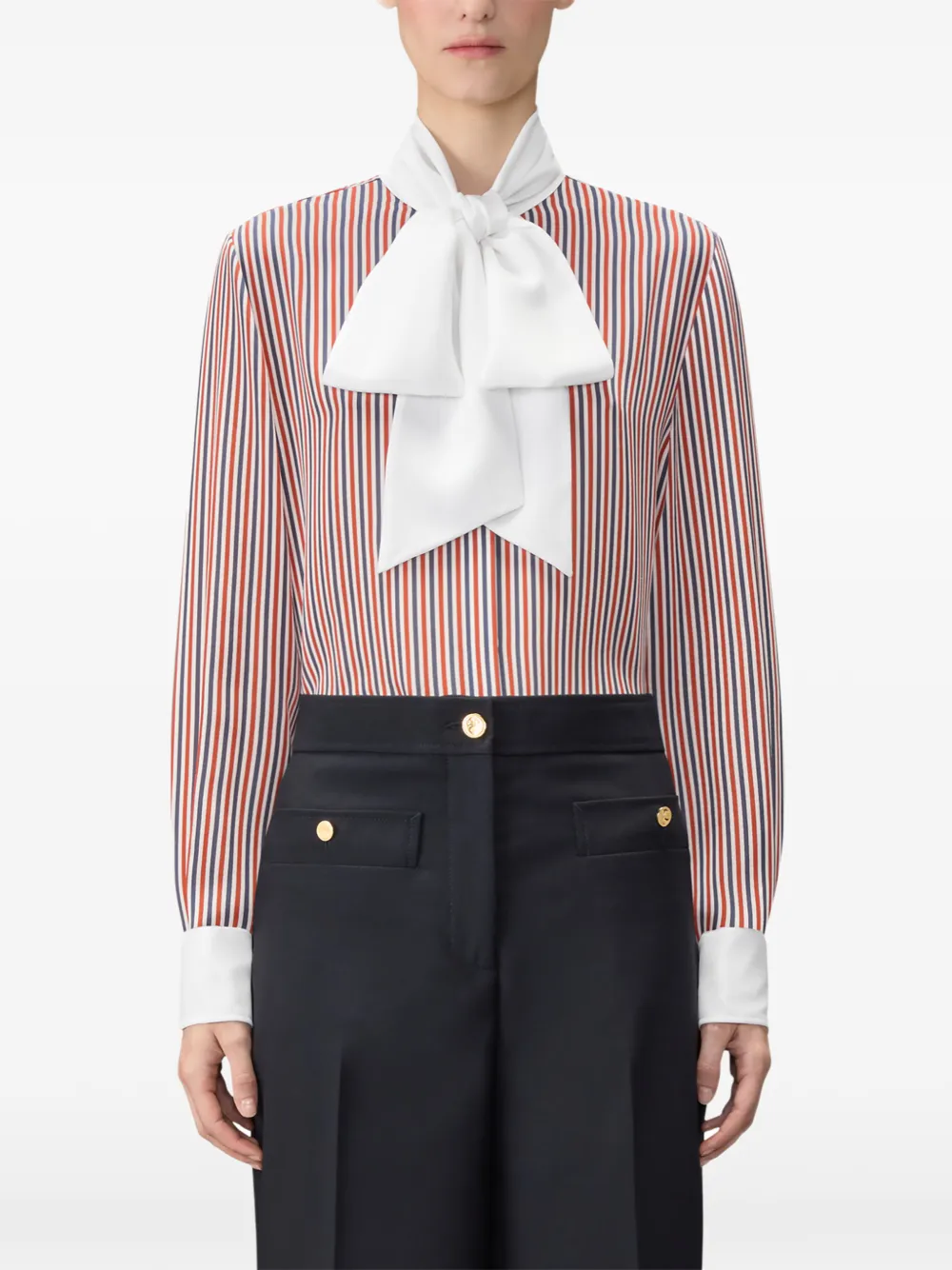 Thom Browne Gestreepte blouse met afneembare kraag Rood