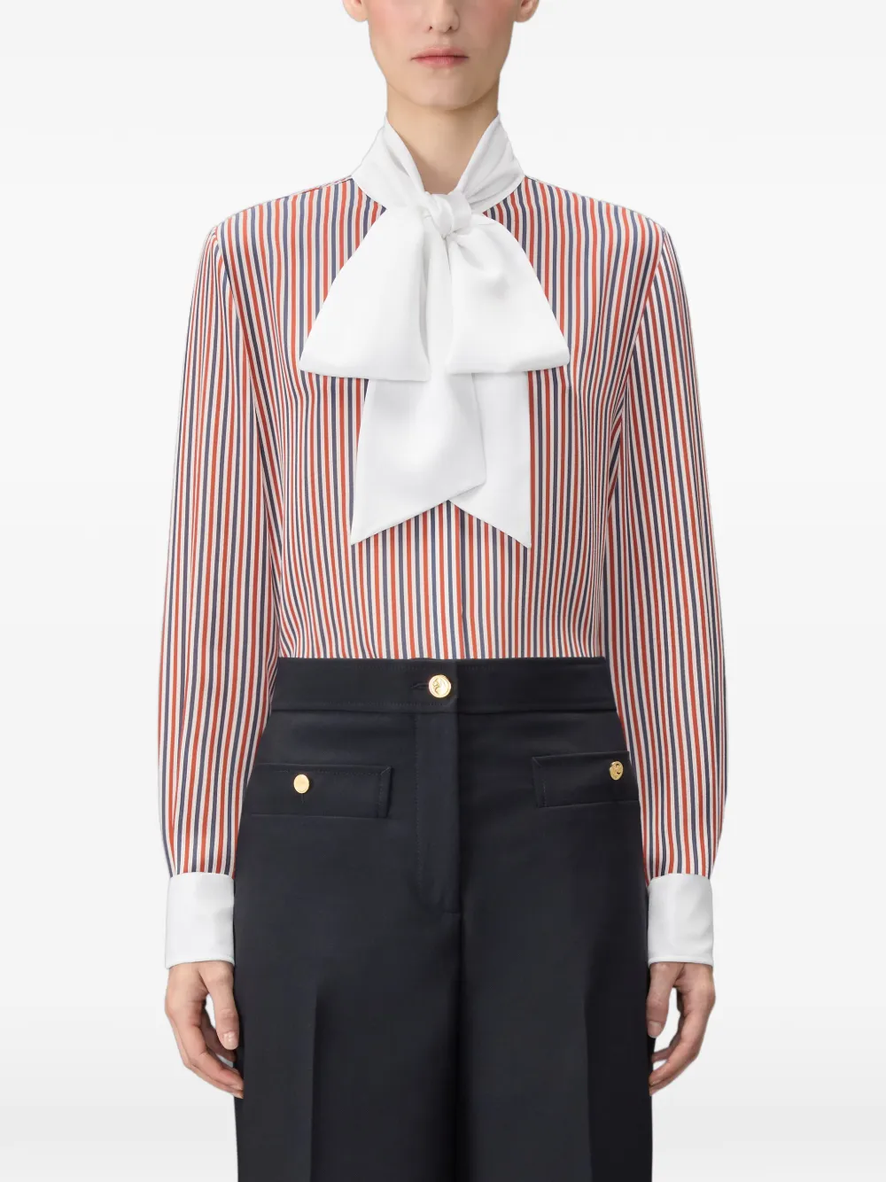 Thom Browne Gestreepte blouse met afneembare kraag Rood