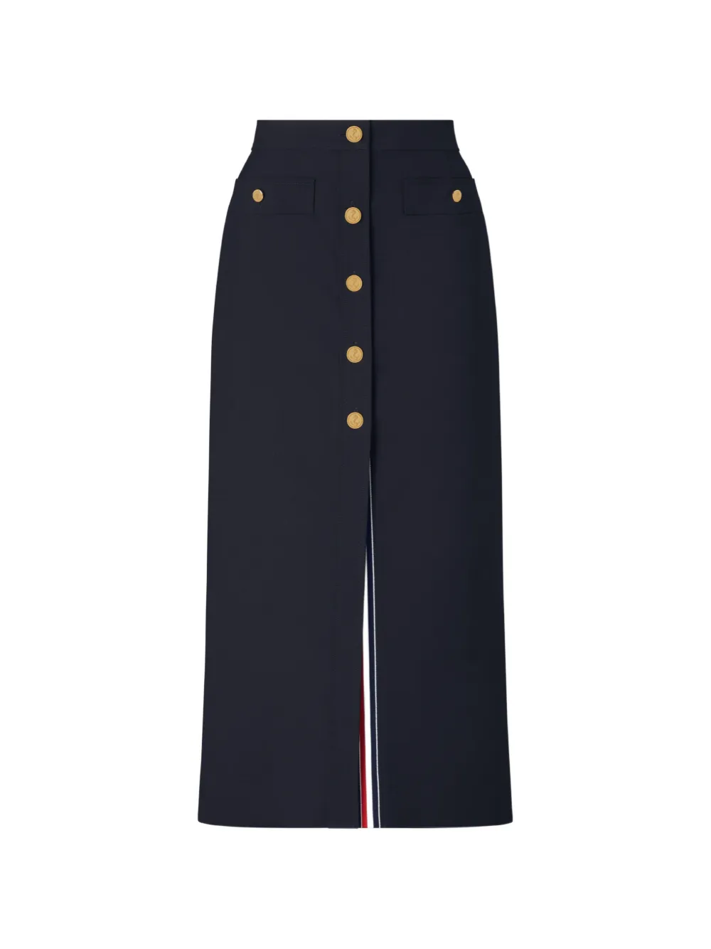 Thom Browne Gonna midi con bottone - Blu