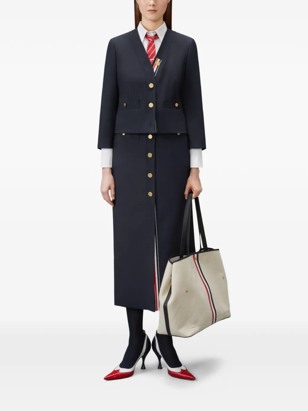 Thom Browne Midi-rok met knoopdetail Blauw
