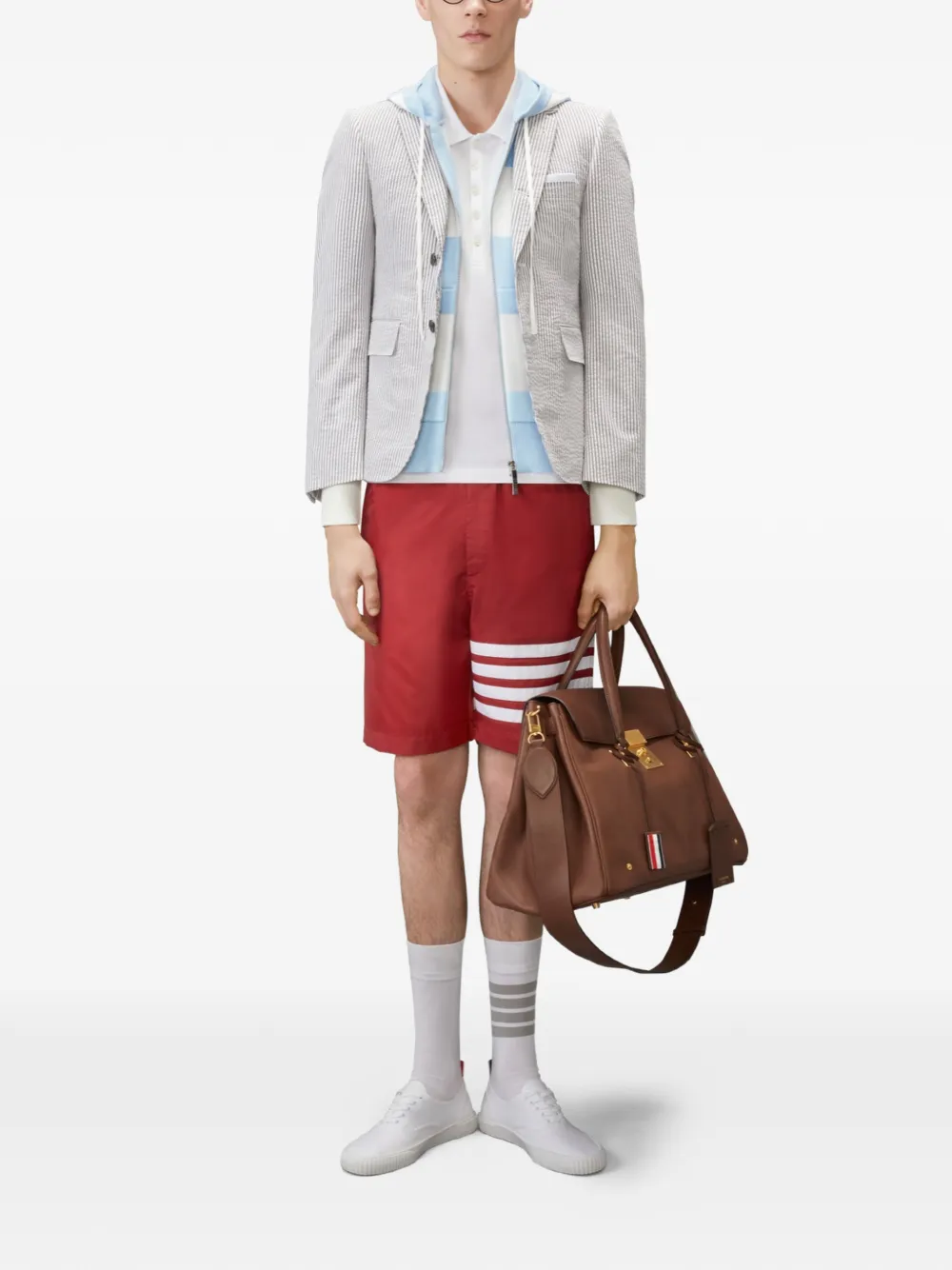 Thom Browne Gestreepte hoodie Blauw
