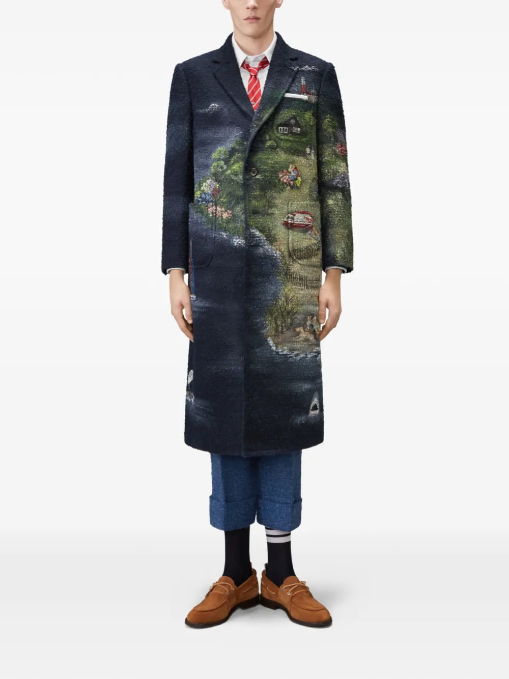 Thom Browne Nantucket bouclé mantel Blauw