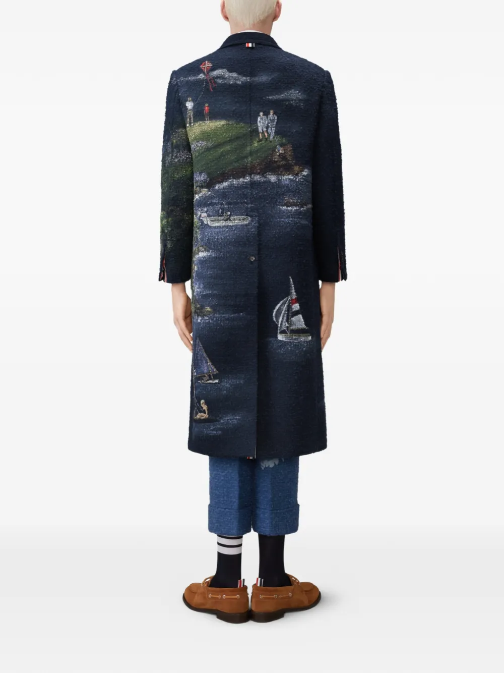 Thom Browne Nantucket bouclé mantel Blauw