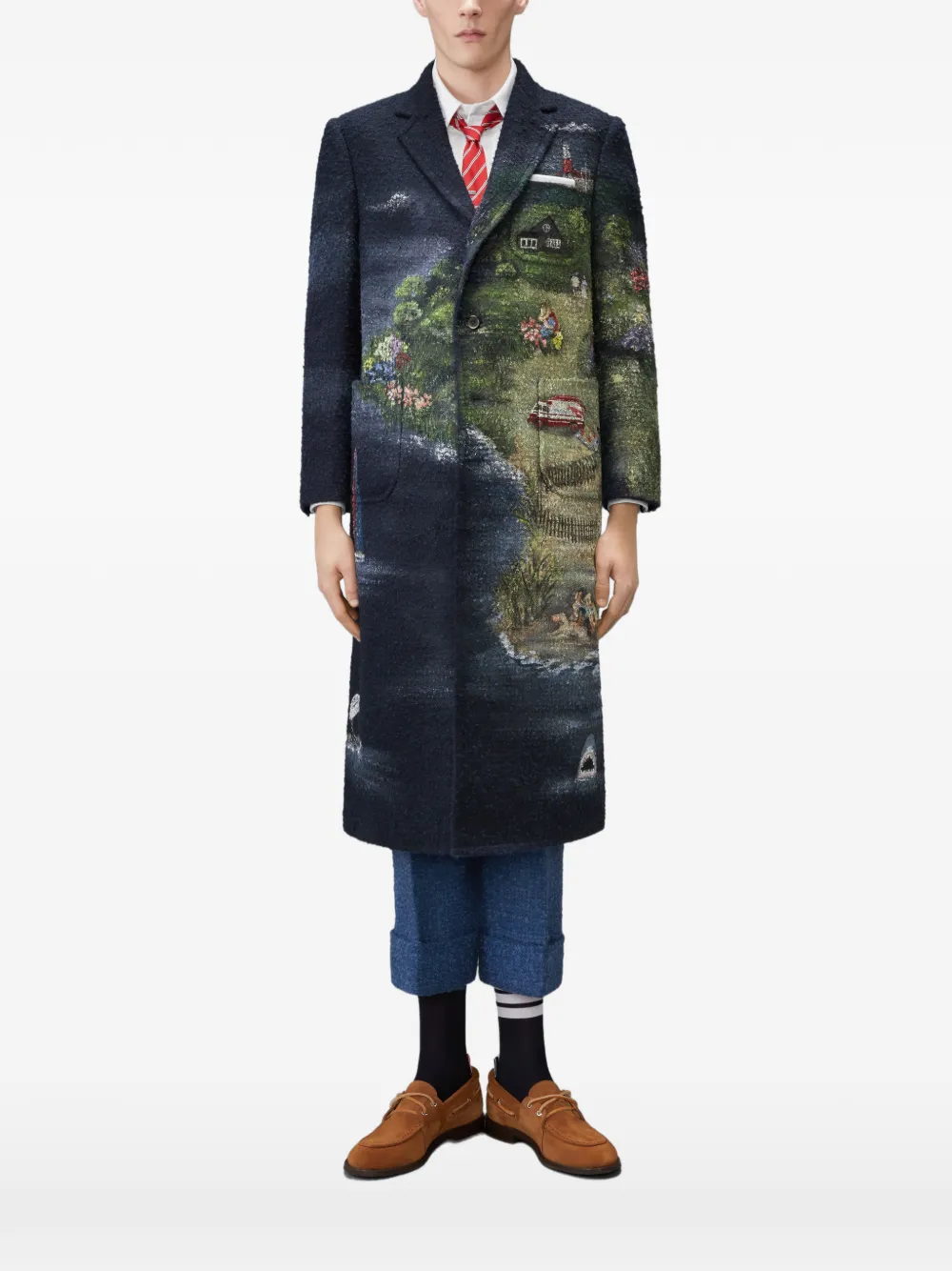 Thom Browne Cappotto Nantucket bouclé - Blu