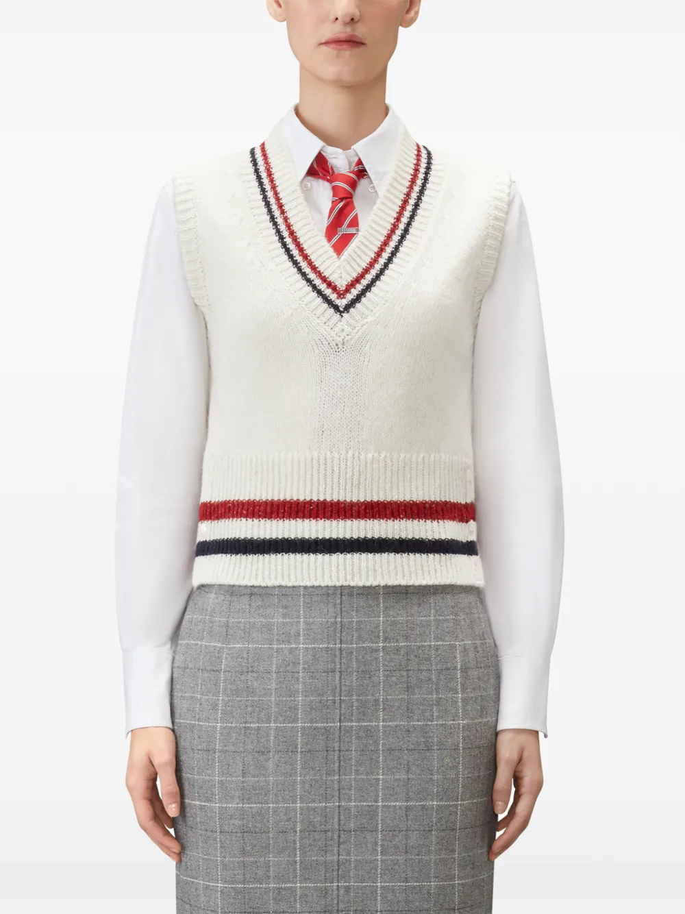 Thom Browne Hemd met V-hals Wit